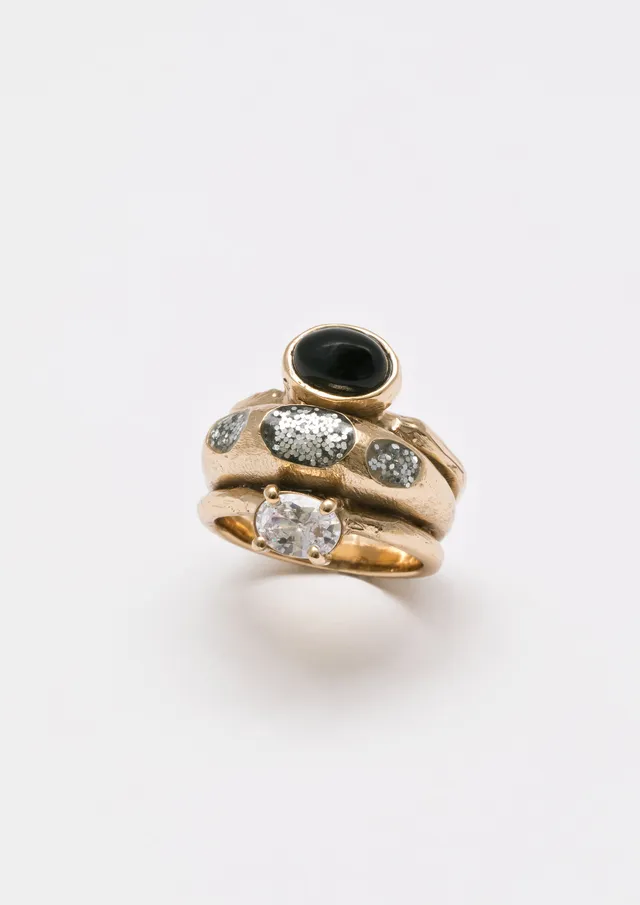 Voodoo Jewels Bold Shapes Aritimi anello oro pietre taglia M