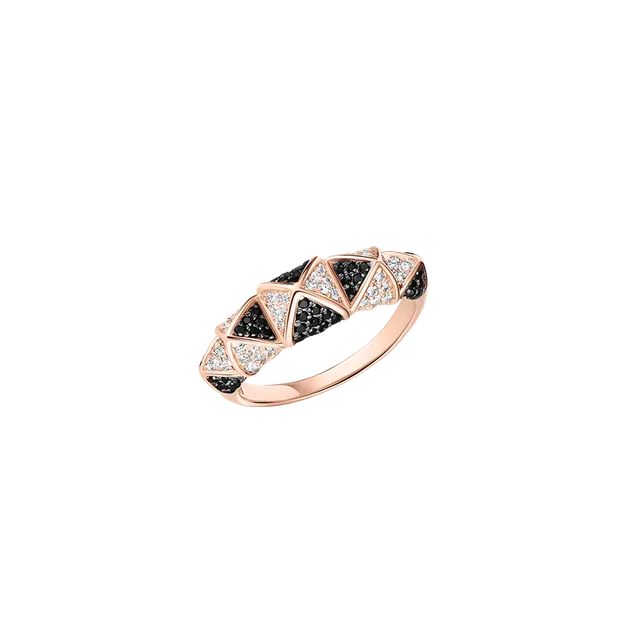 Korloff Korlove Anello 5 Cuori oro rosa diamanti neri