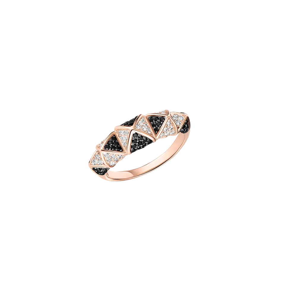 Korloff Korlove Anello 5 Cuori oro rosa diamanti neri