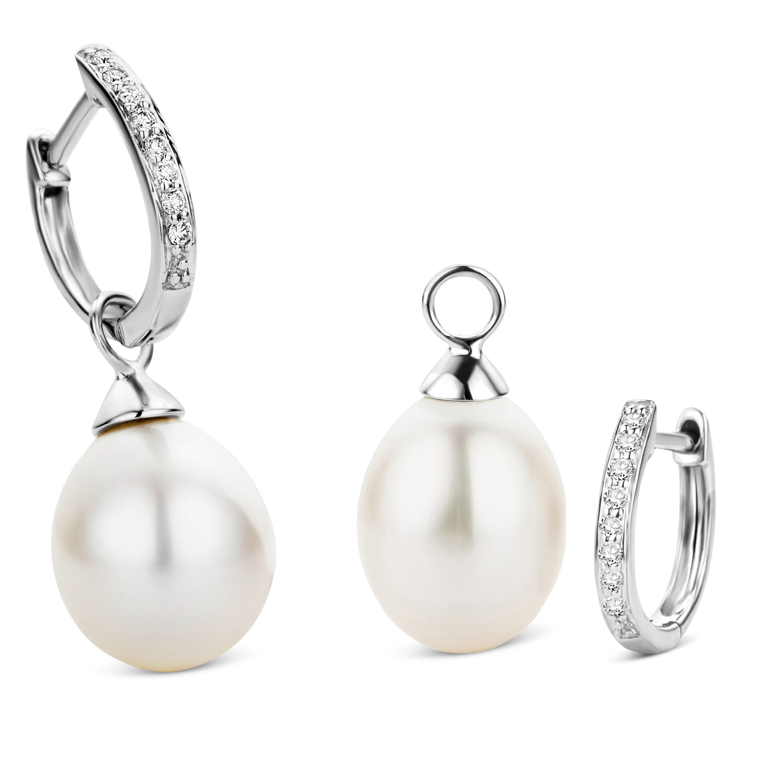 Miore Orecchini oro bianco 9kt perla acqua dolce