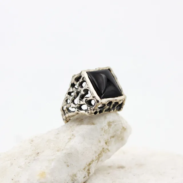 Anna Gioielli Marte anello argento onice nera 13x11,8 mm