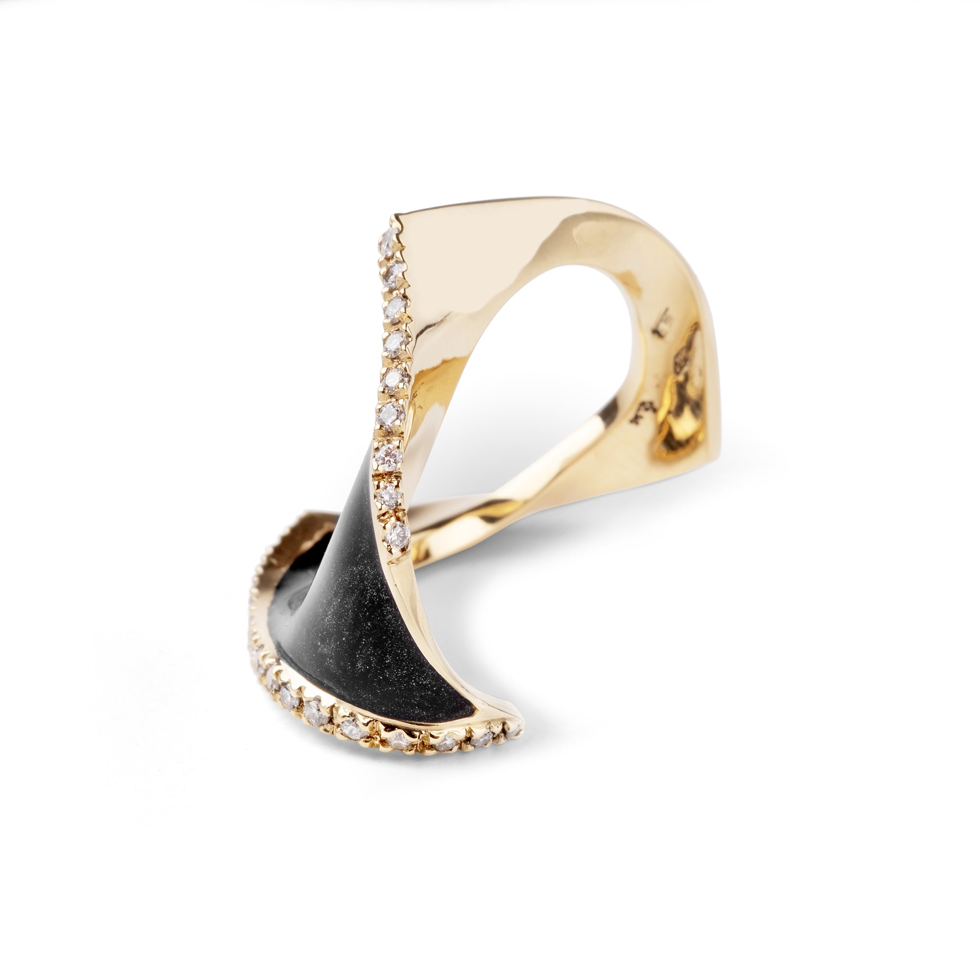Noi Gioielli Onda anello oro giallo smalto nero diamanti