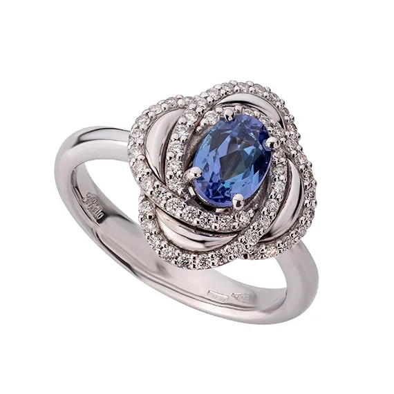 Polello Centrika Anello Tanzanite Oro Bianco con Diamanti