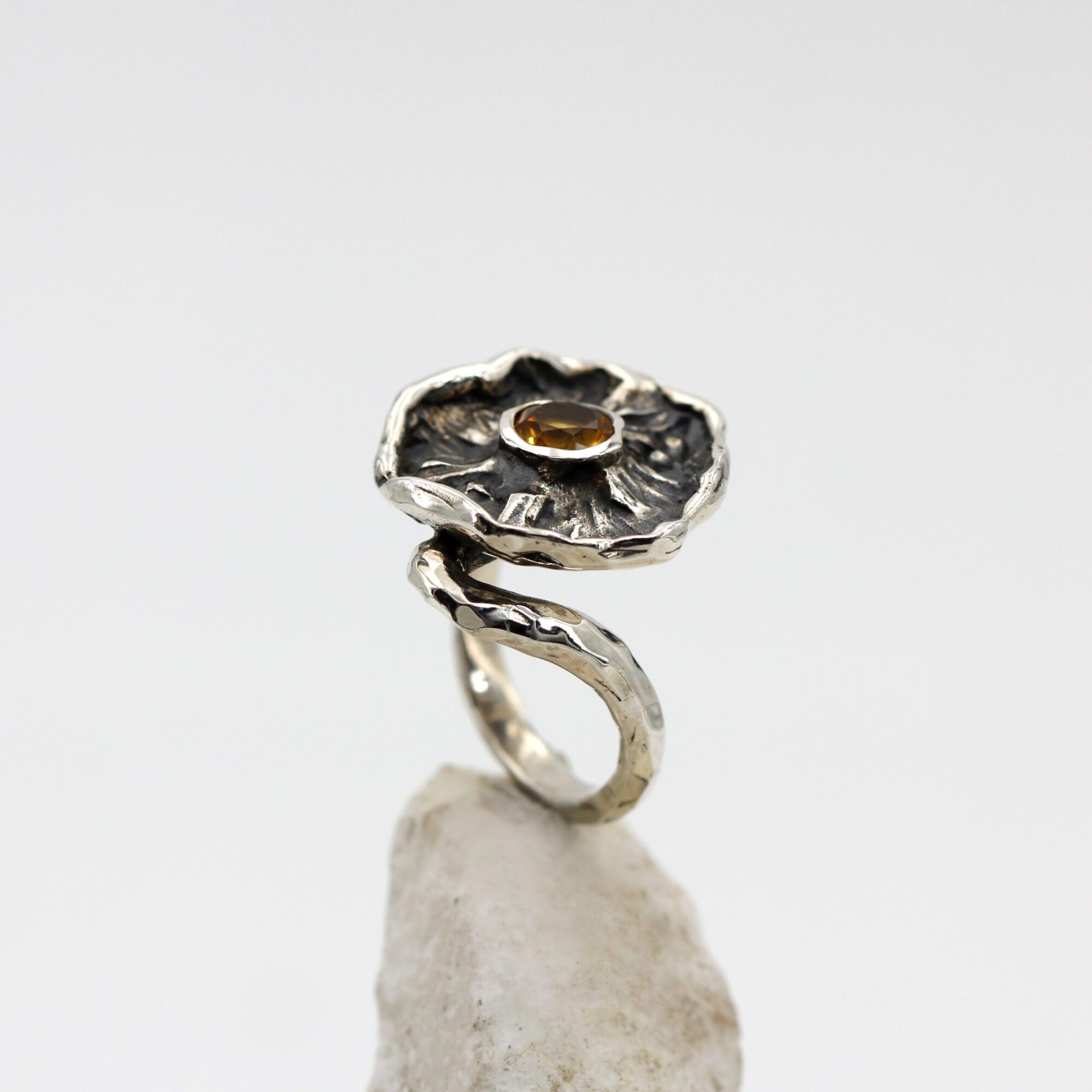 Anna Gioielli Winter Flower Anello Argento Quarzo Citrino