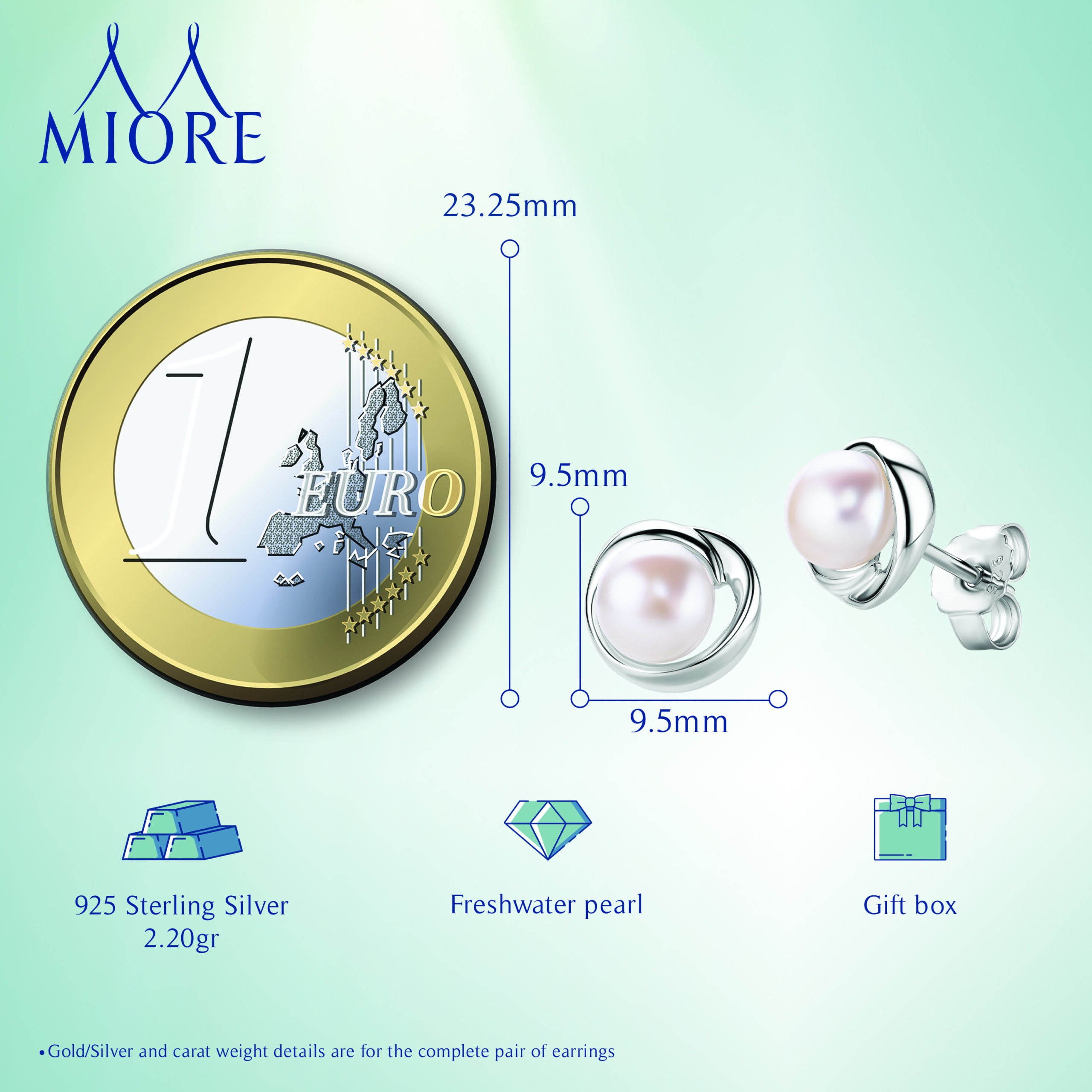Miore Orecchini Argento 925 Perla Acqua Dolce