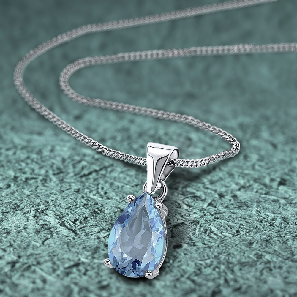 Miore Necklace Collana oro bianco 9Kt topazio blu