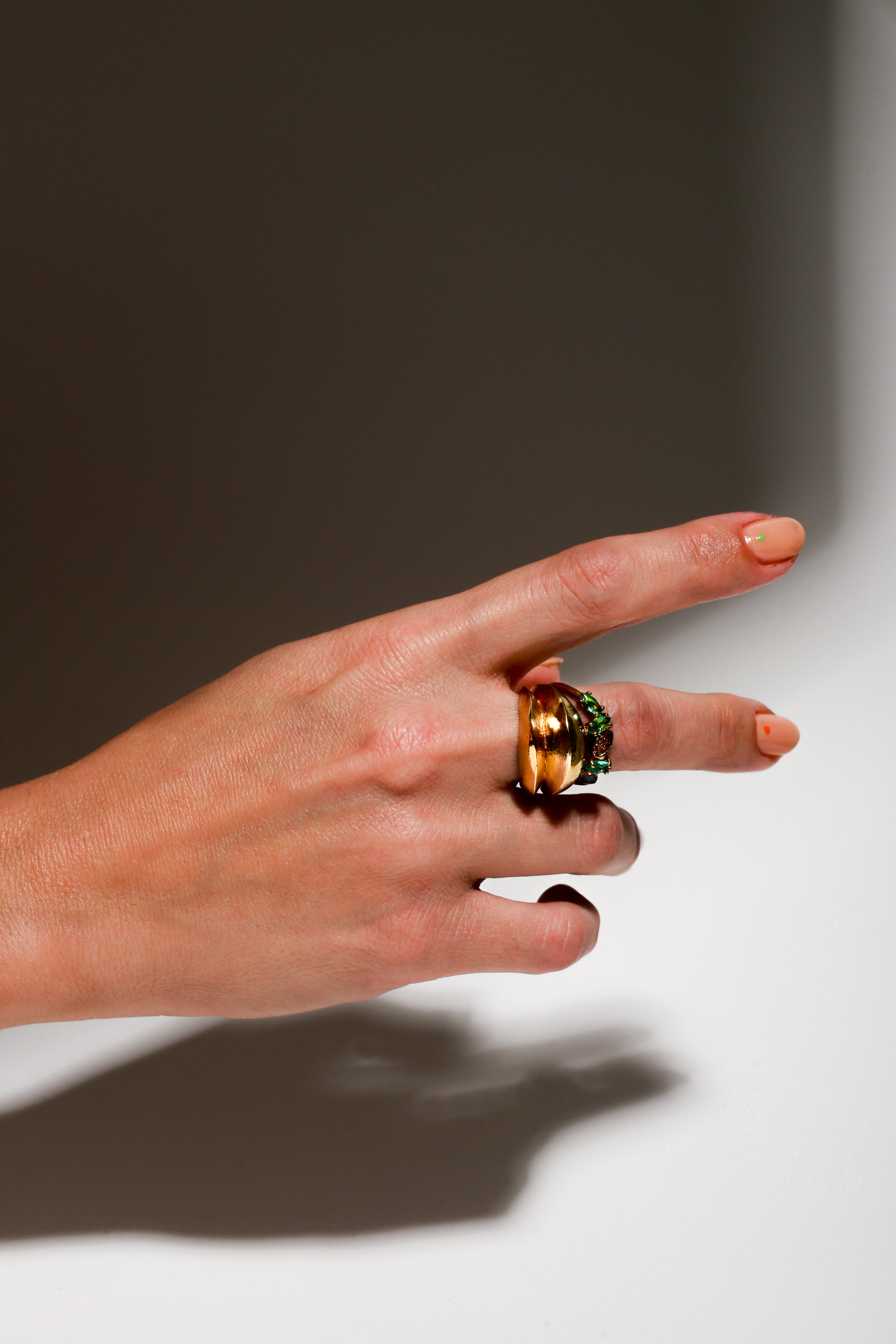 Voodoo Jewels Bold Shapes Silva anello bronzo dorato pietre