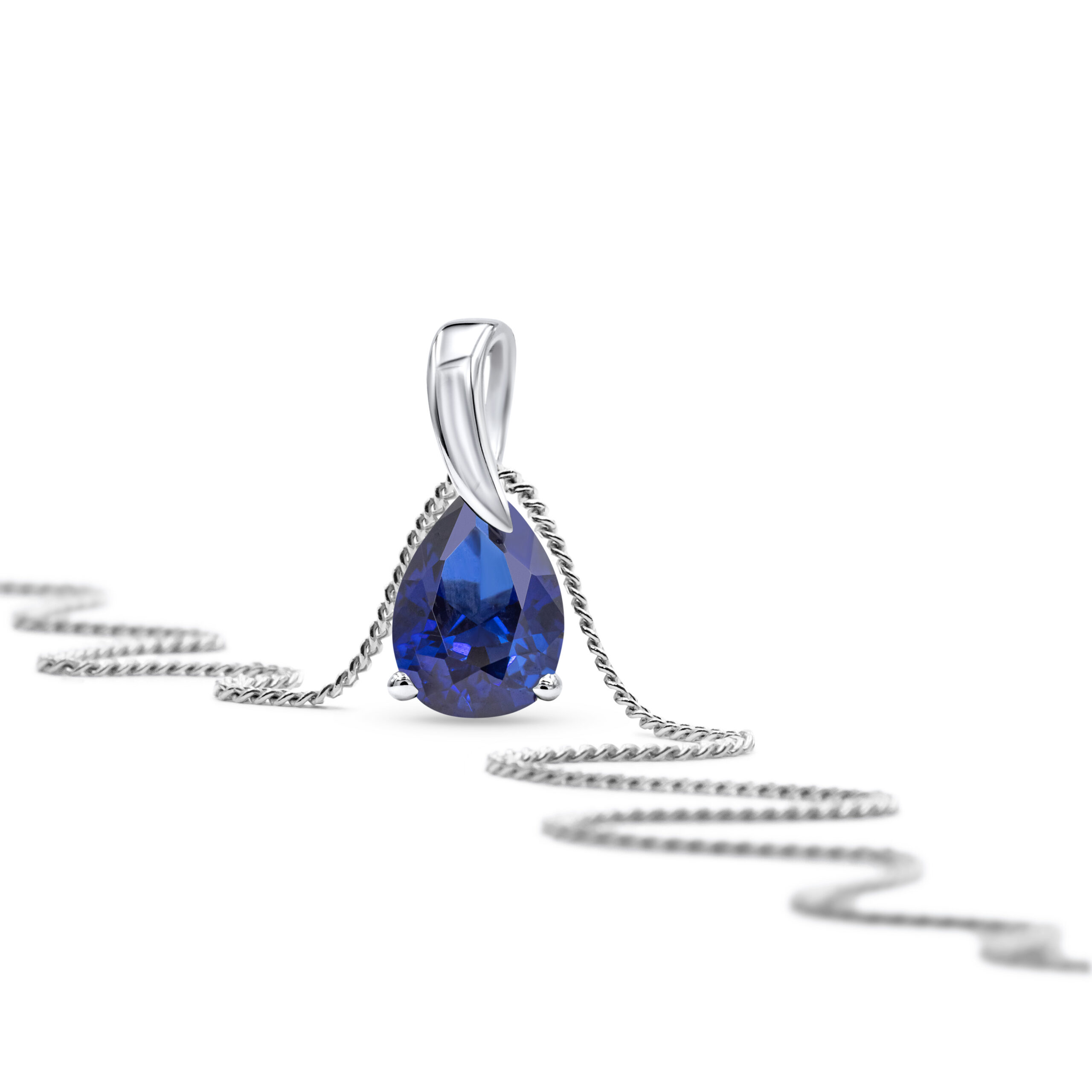 Miore Collana Oro Bianco 9kt Zaffiro Creato