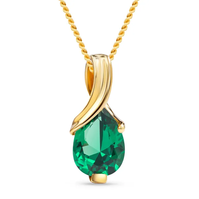 Miore Necklace collana oro giallo 14Kt smeraldo creato