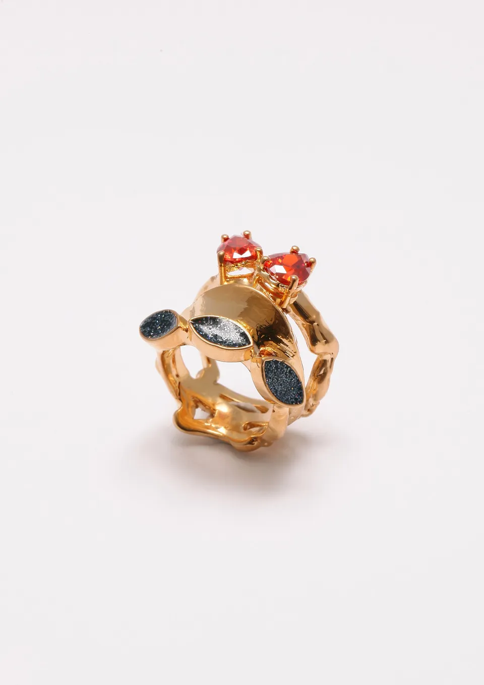 Voodoo Jewels Bold Shapes Kalika anello pietre goccia oro