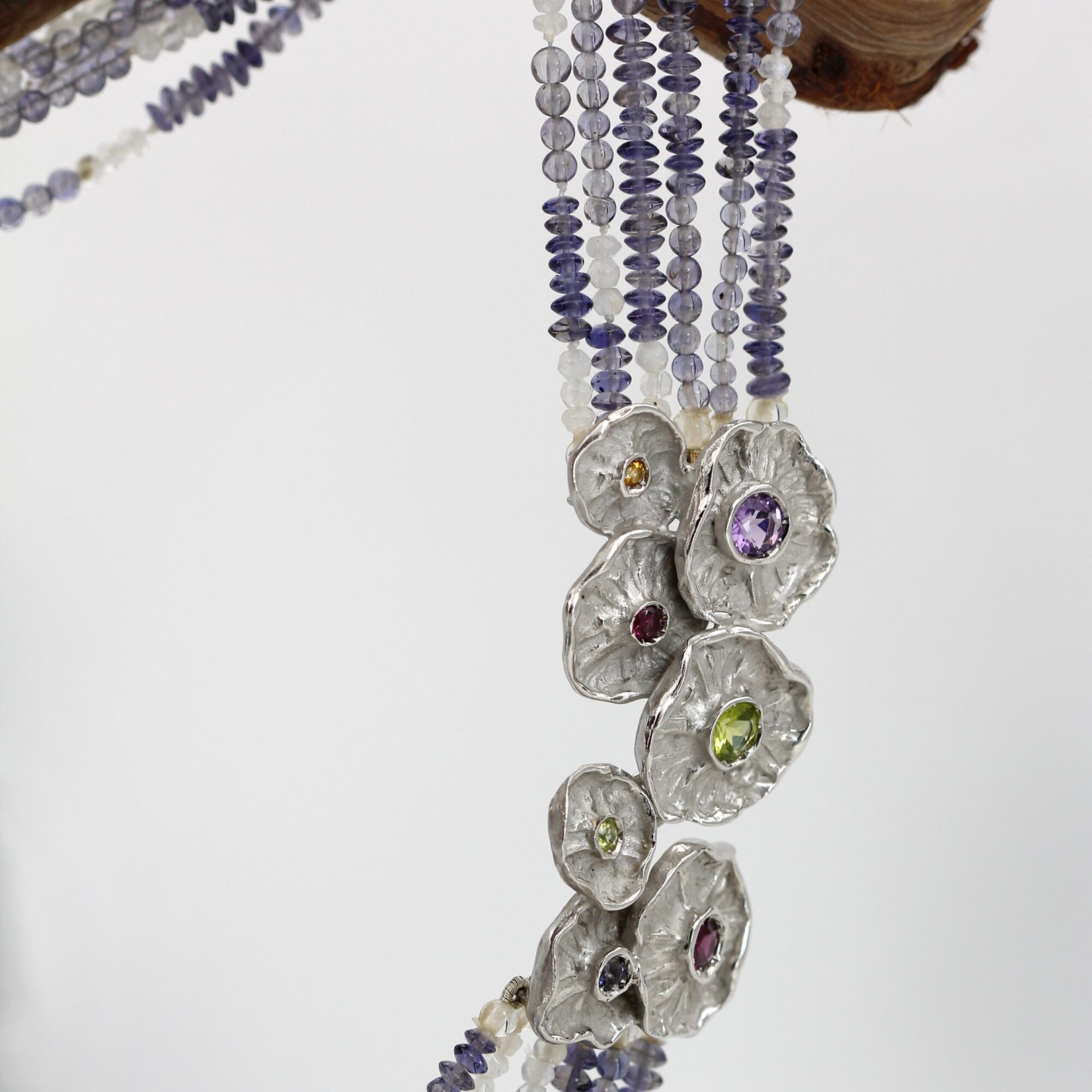 Anna Gioielli Winter Flower Collana argento iolite 6 fili 52 cm