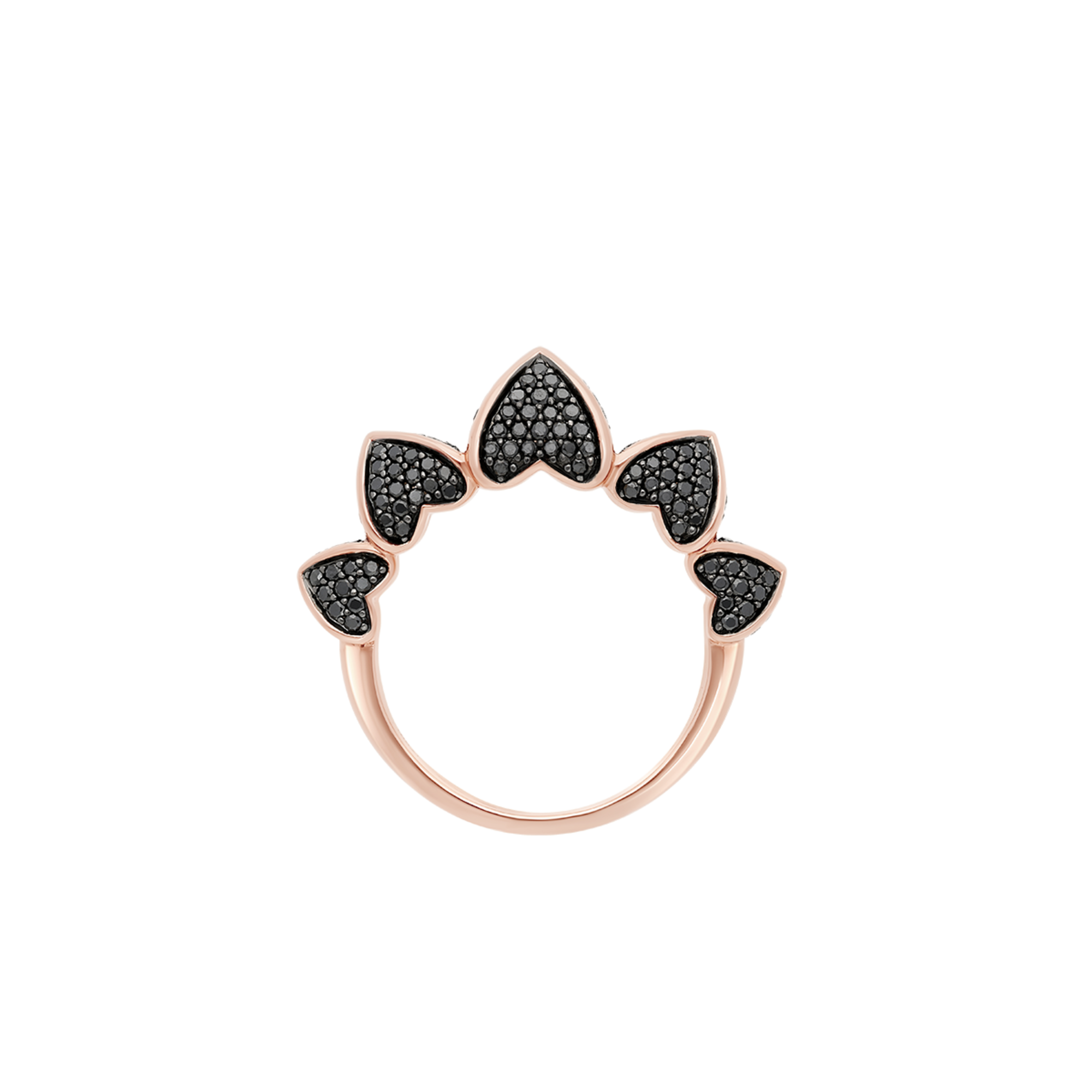 Korloff Korlove JL-JKVR05-PG/BD anello oro rosa diamanti neri 5 cuori