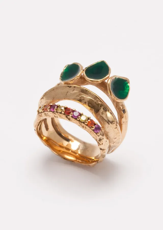 Voodoo Jewels Bold Shapes Galium anello bronzo oro pietre tonde