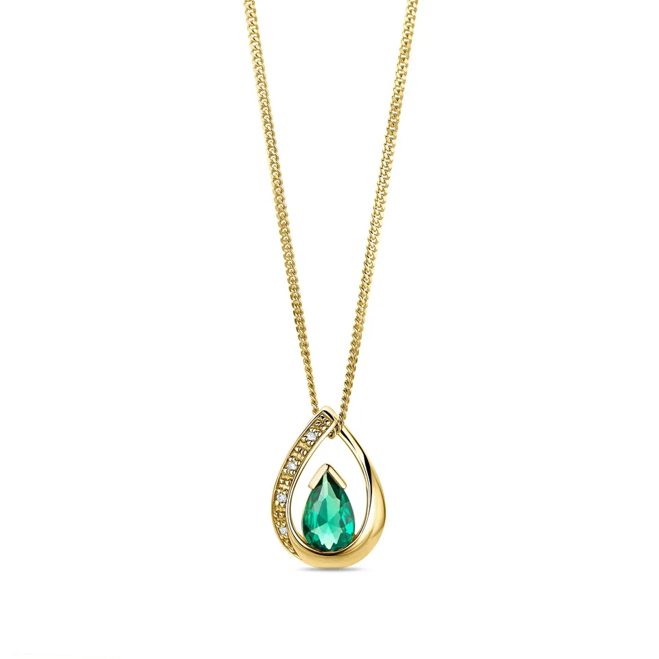 MIORE Necklace Collana Oro Giallo 9KT Smeraldo