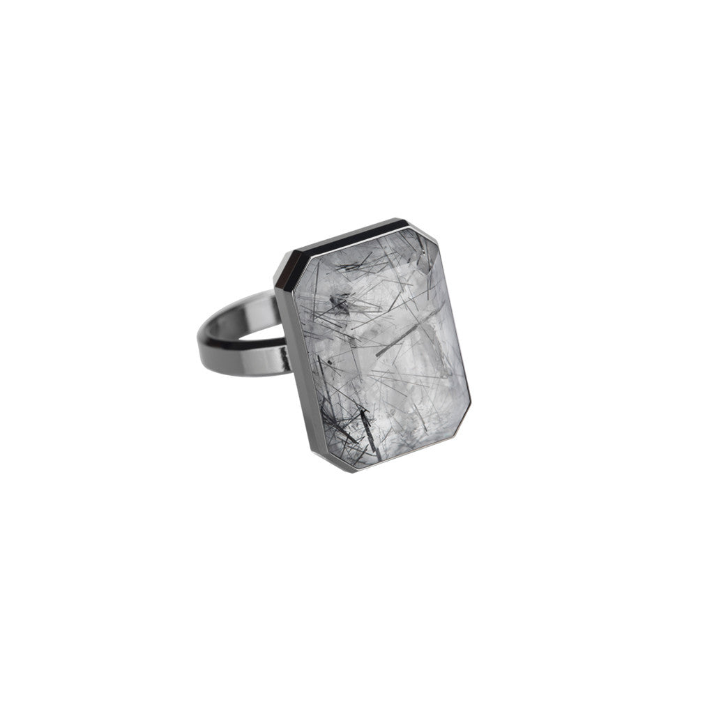 Ringly Luxe Dive Bar Anello Smart Quarzo Misura 6 Gunmetal