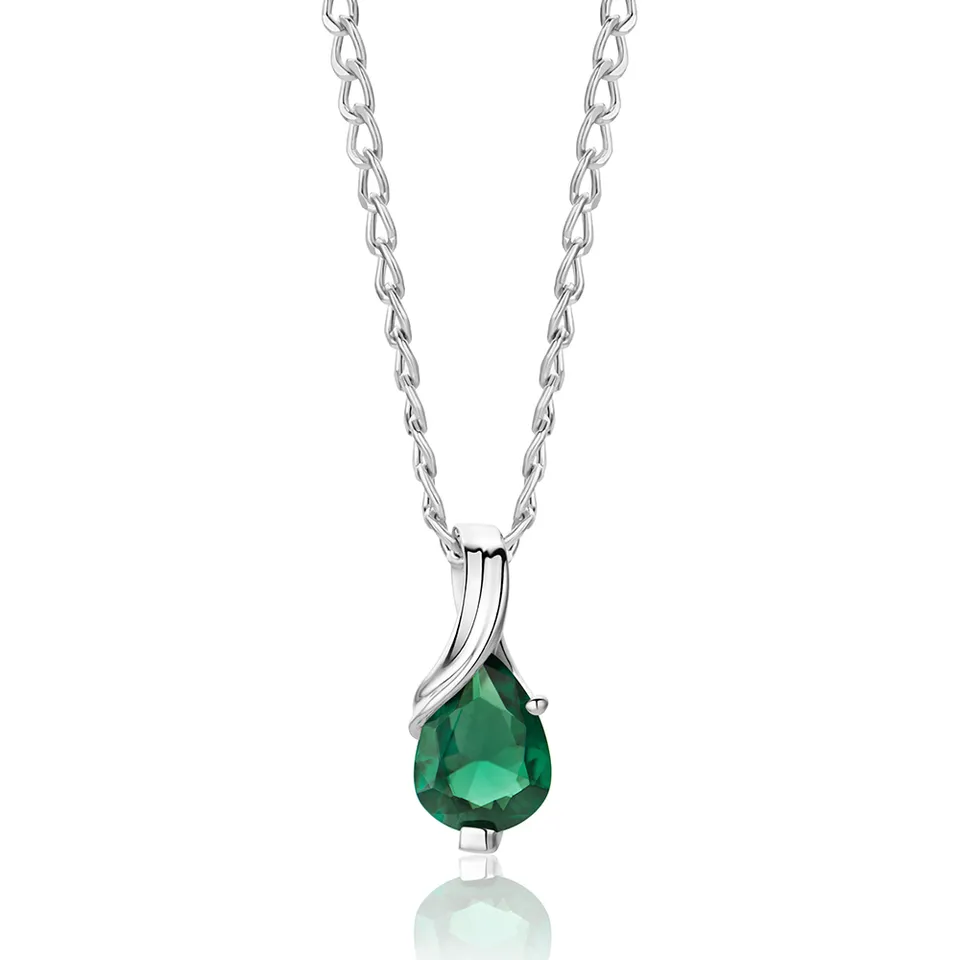 Miore Collana Oro Bianco 9KT Smeraldo Creato