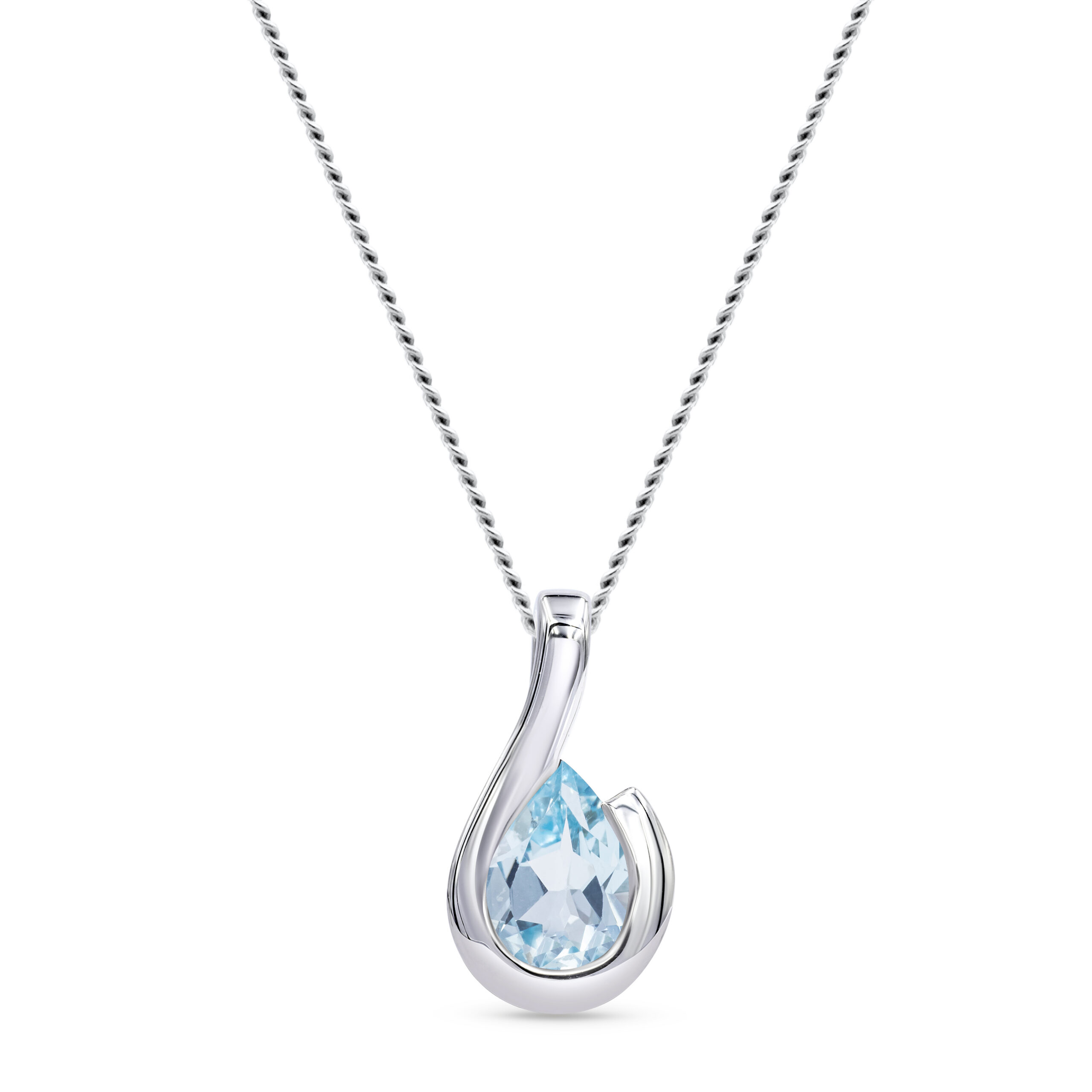 Miore Necklace Collana Oro Bianco 9KT Topazio Blu