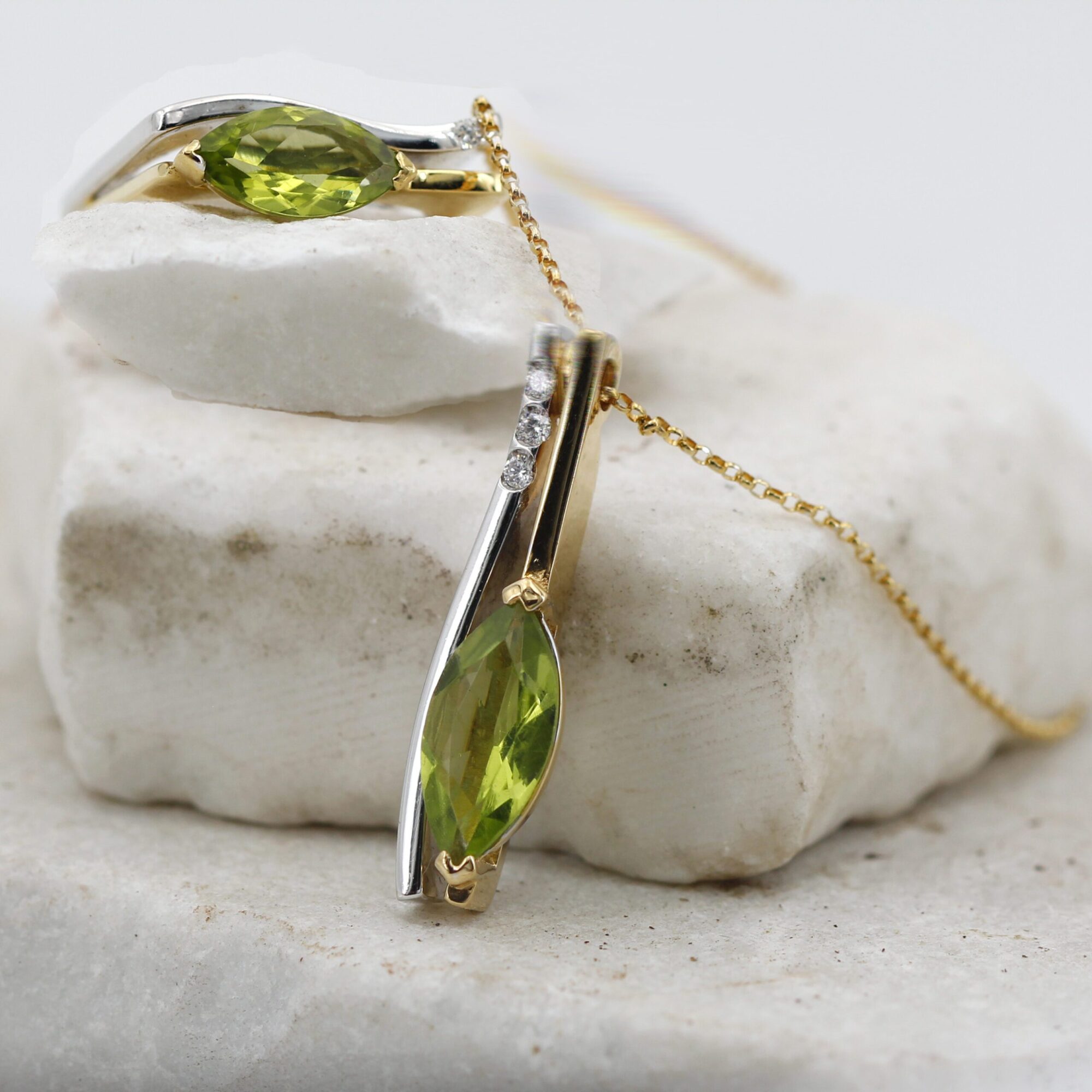 Anna Gioielli Gioielli Classici ciondolo oro peridoto diamanti