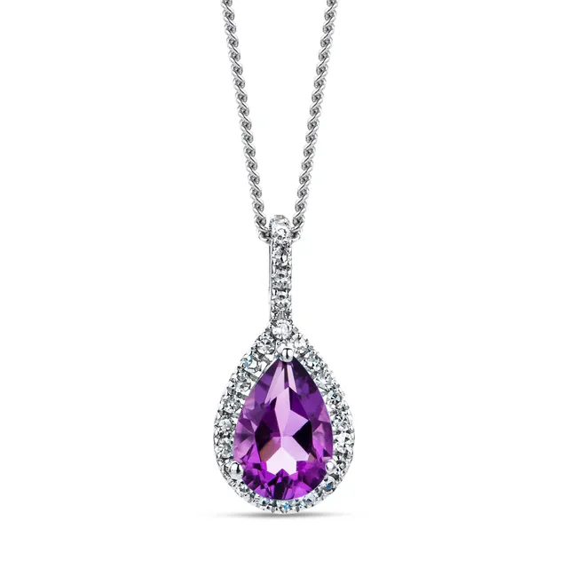 Miore Collana Oro Bianco 9Kt Ametista
