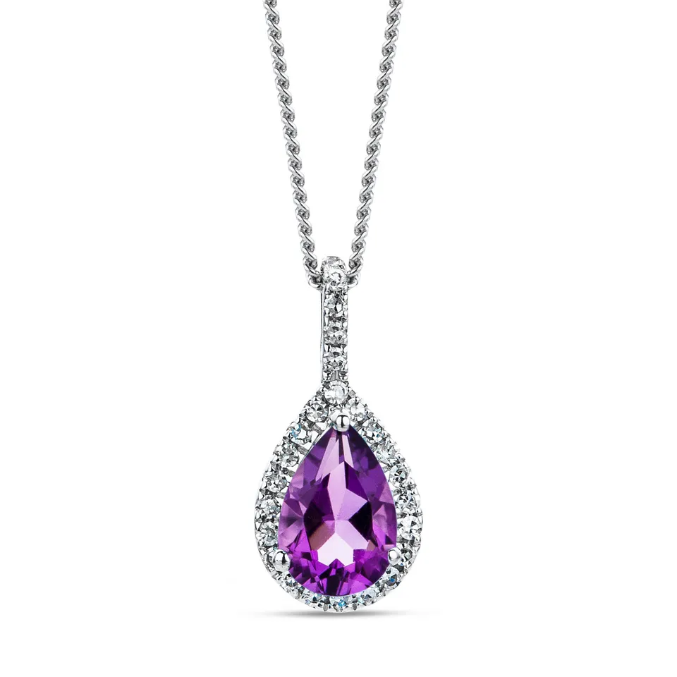 Miore Collana Oro Bianco 9Kt Ametista
