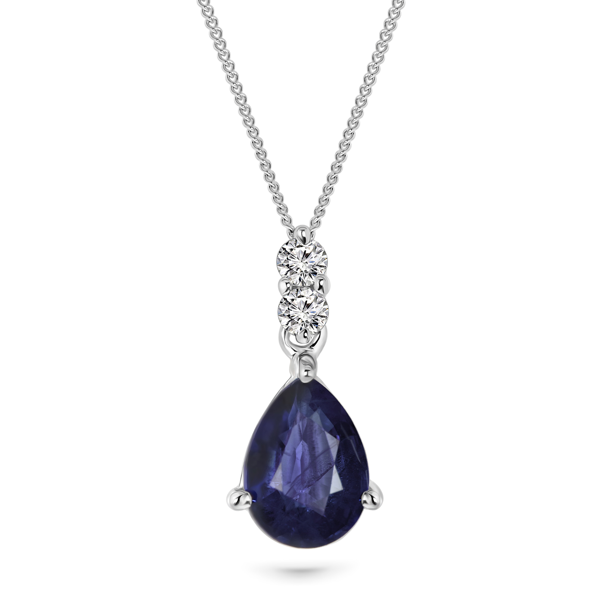 Miore Necklace Collana Oro Bianco 9Kt 375 con Zaffiro