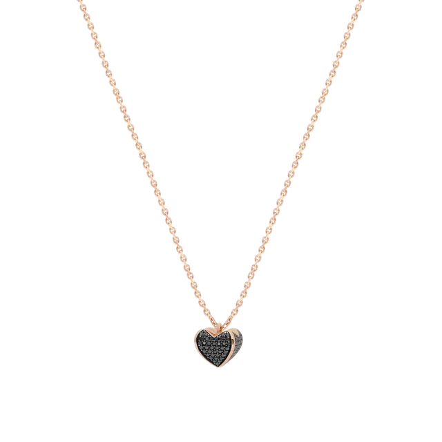 Korloff Korlove collana grande cuore oro rosa neri