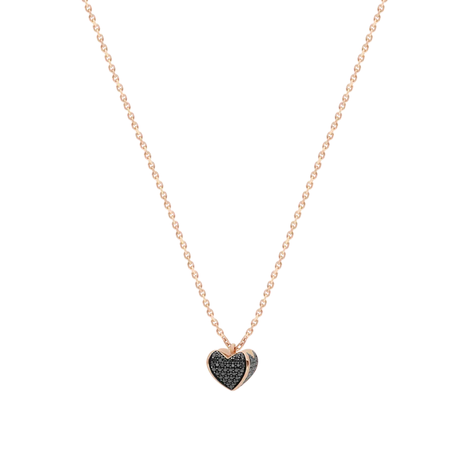 Korloff Korlove collana grande cuore oro rosa neri