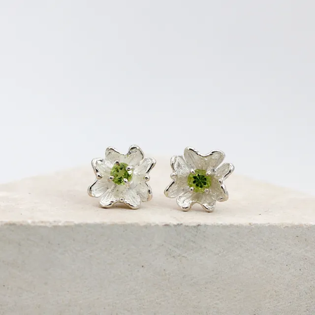 Anna Gioielli orecchini fiore argento con peridoto 10 mm