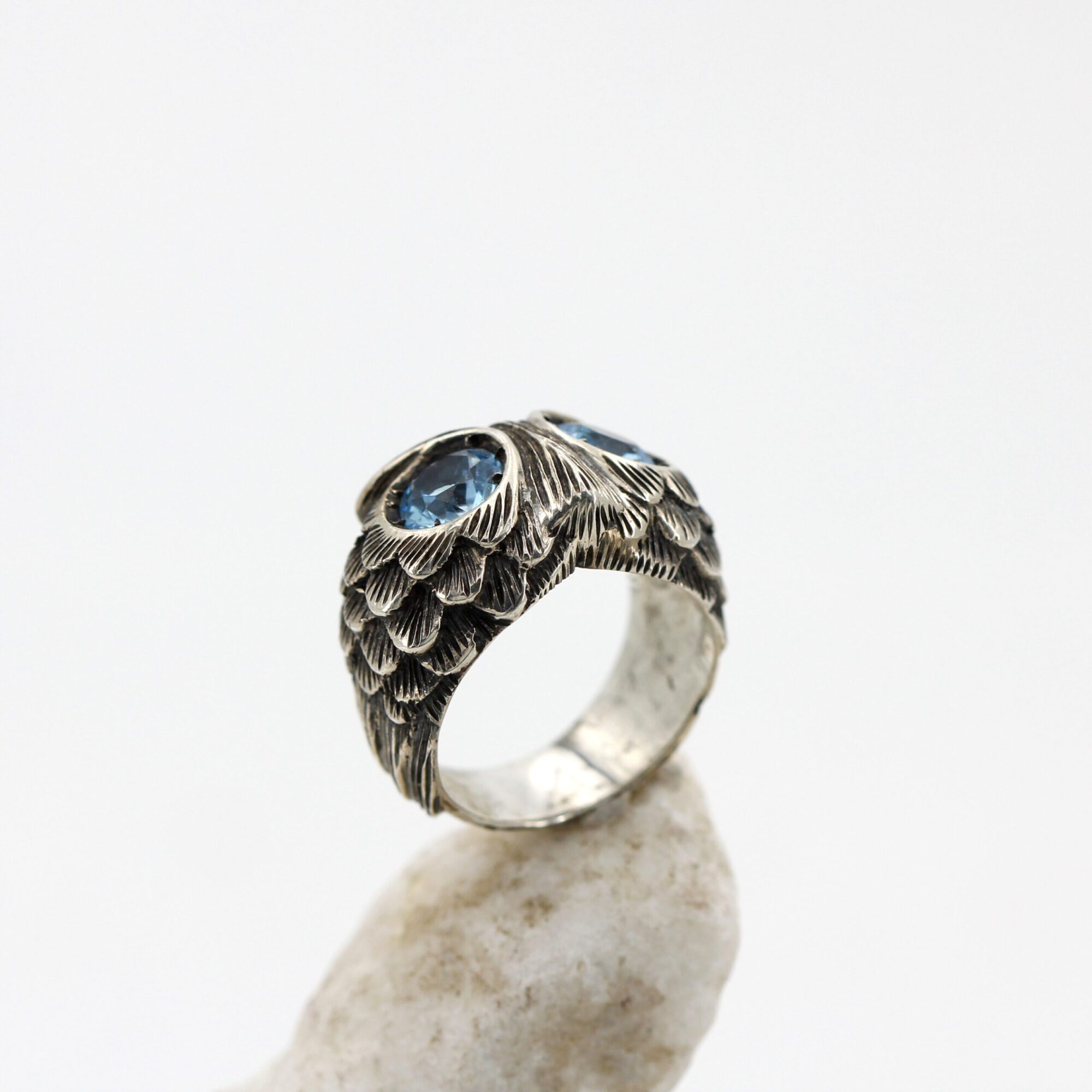 Anna Gioielli Anelli anello gufo argento topazio blu 12,2 g