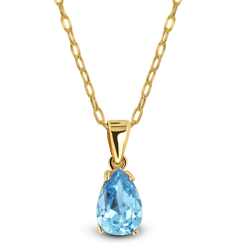 Miore Collana Oro Giallo 9Kt Topazio Blu