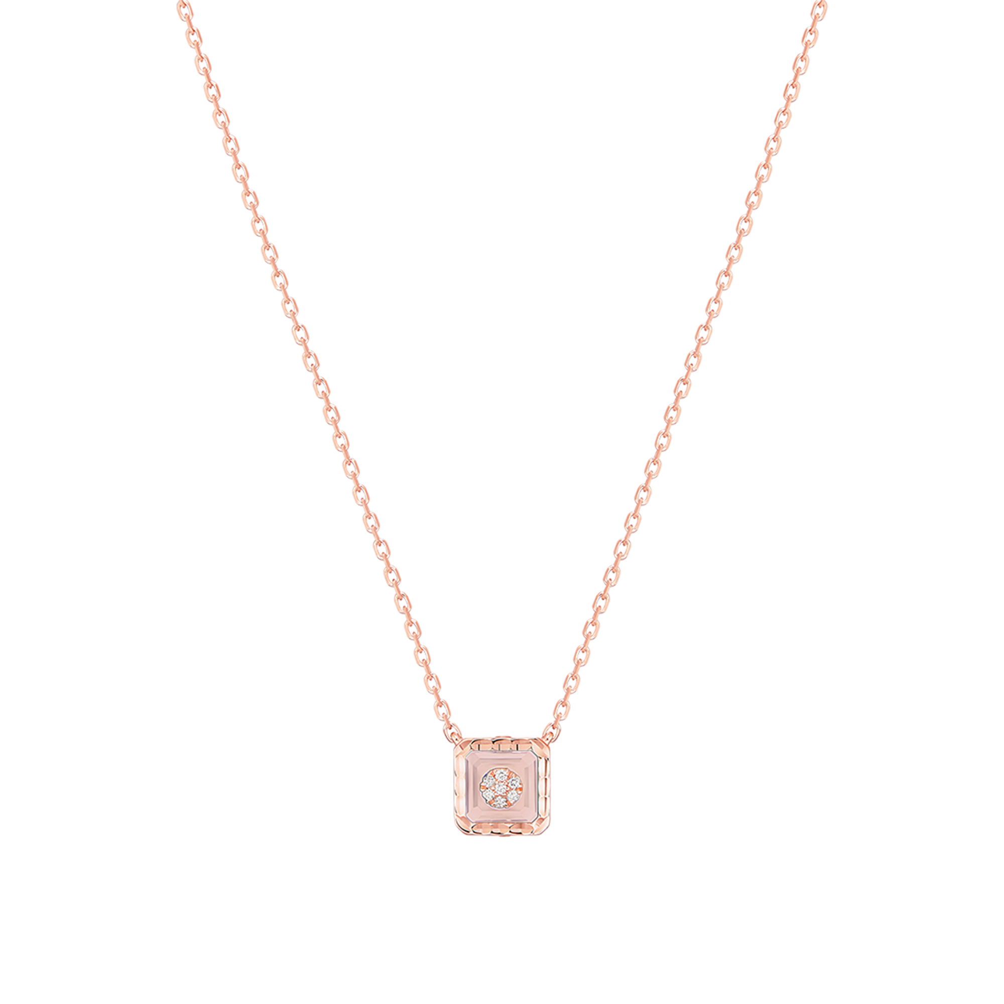 Korloff Je Play Collier carré collana oro rosa opale rosa