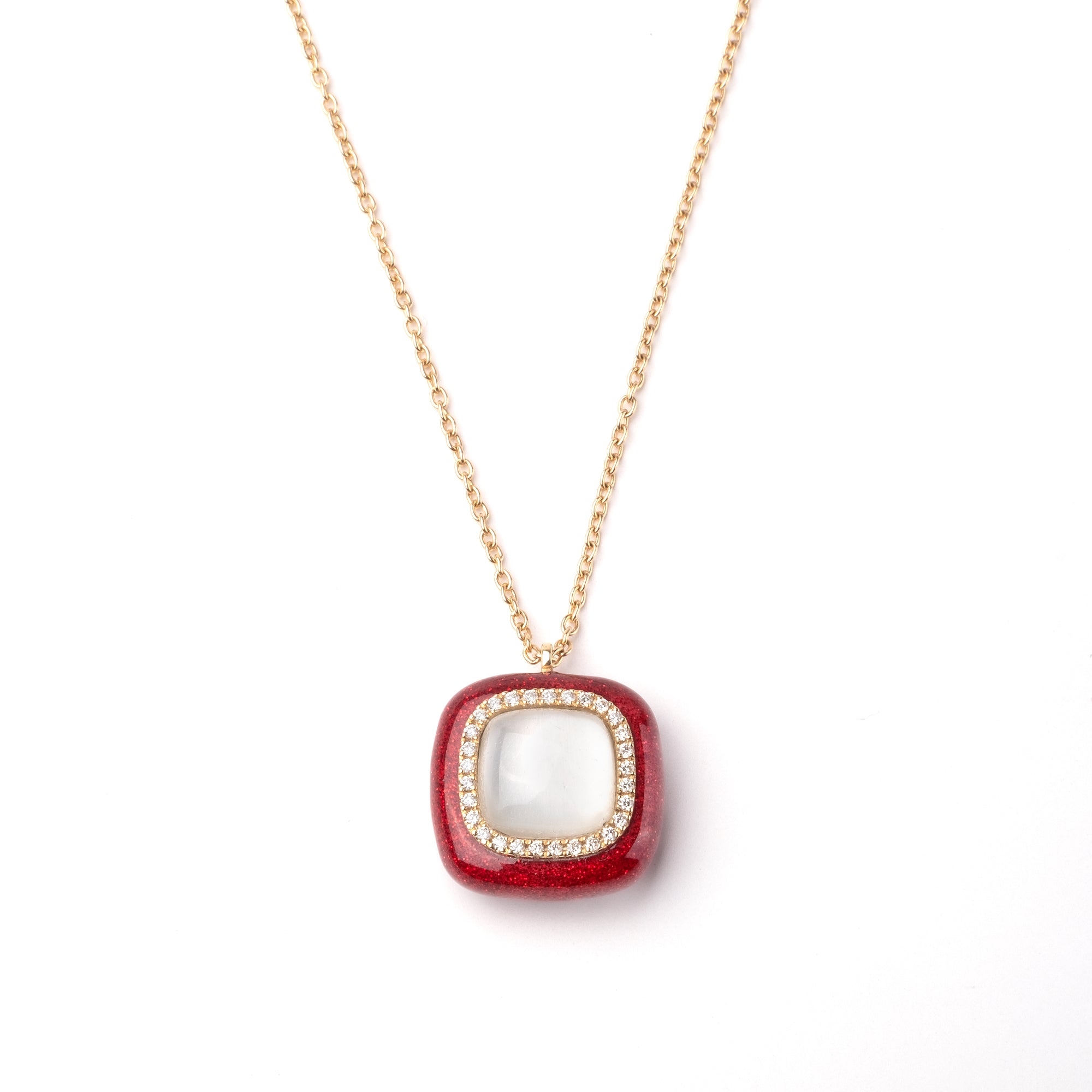 Noi Gioielli Mistica collana oro giallo smalto rosso 18mm