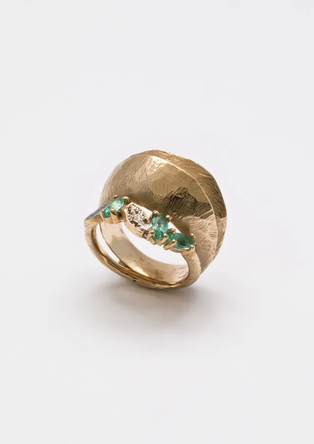 Voodoo Jewels Bold Shapes Silva anello bronzo dorato pietre