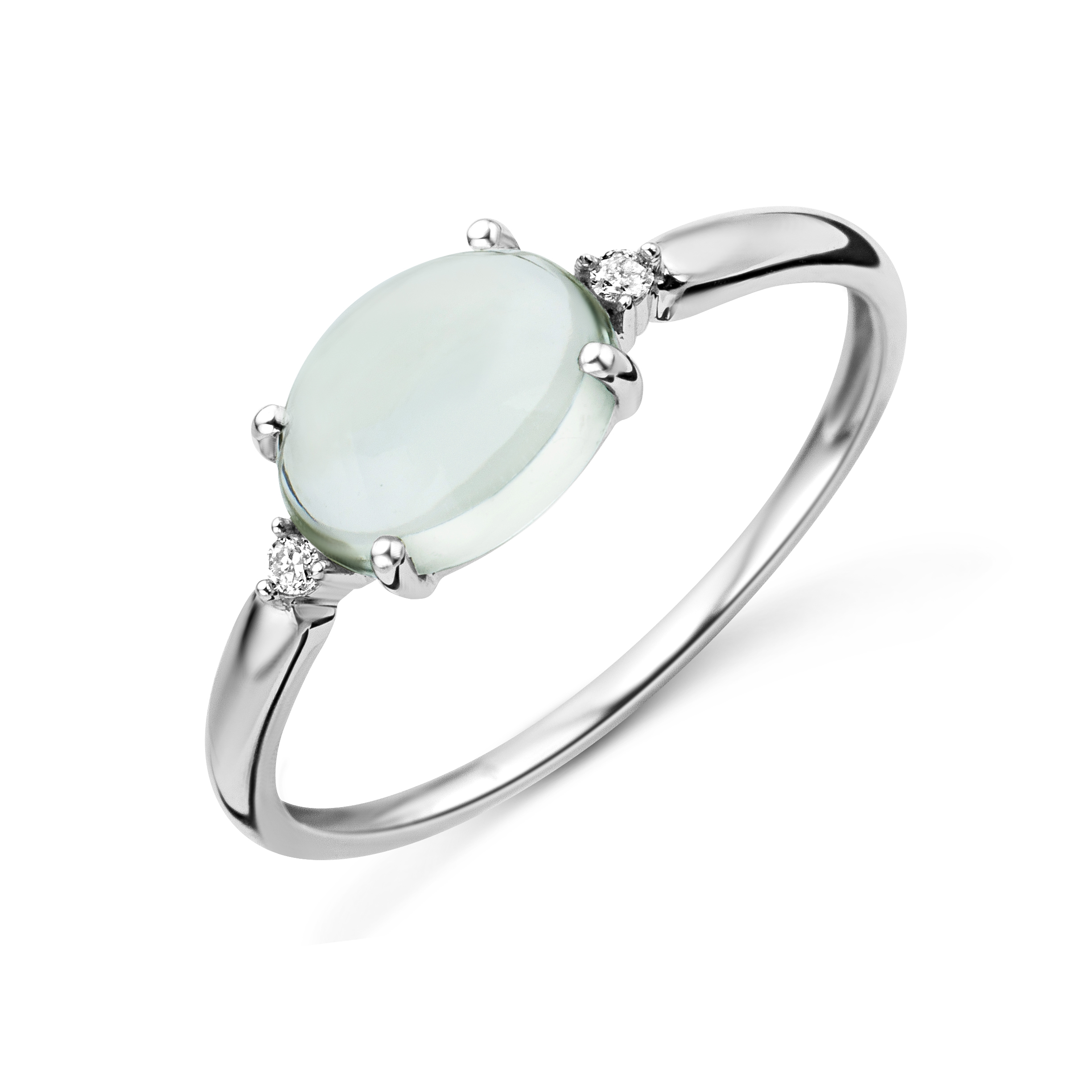 Miore Anello Oro Bianco 9kt Ametista Verde
