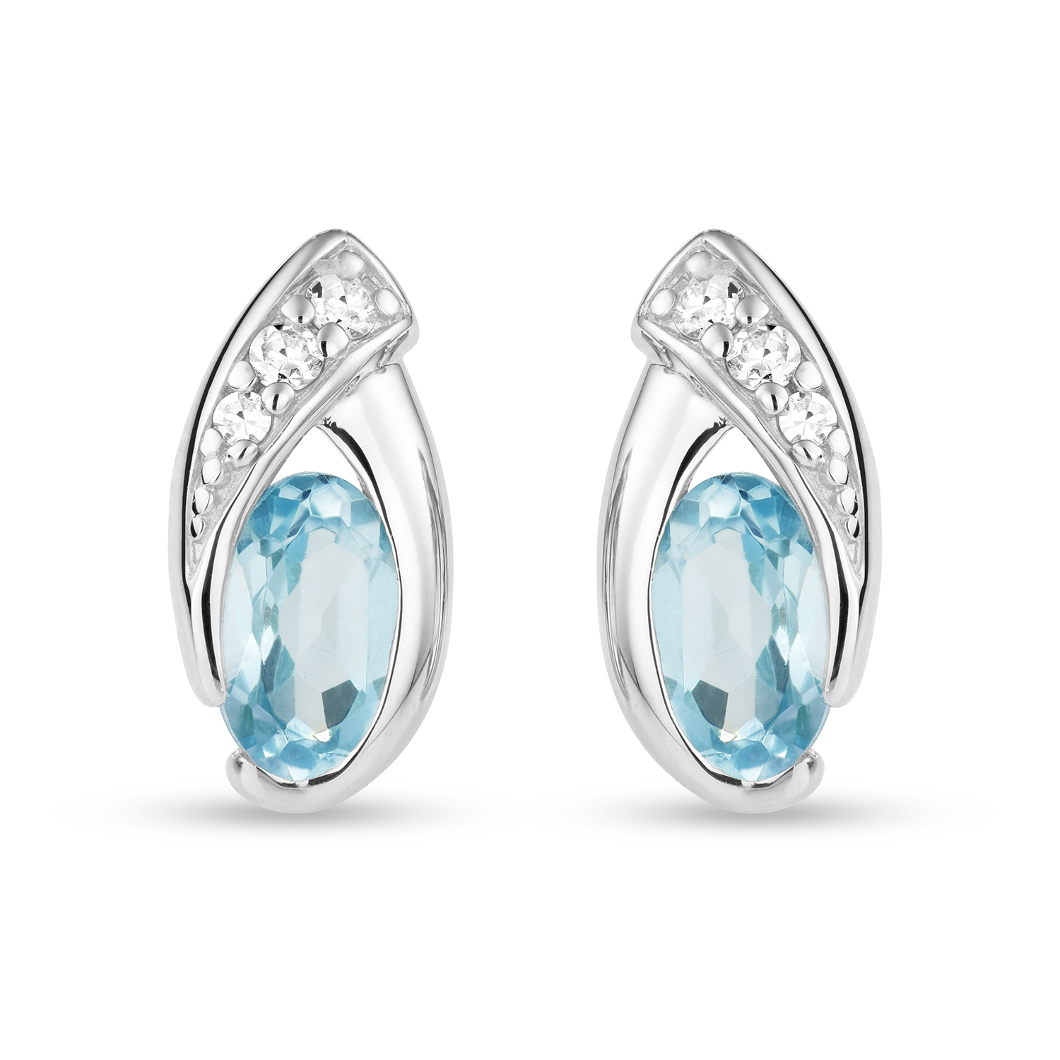 Miore Orecchini Oro Bianco 9KT Topazio Blu