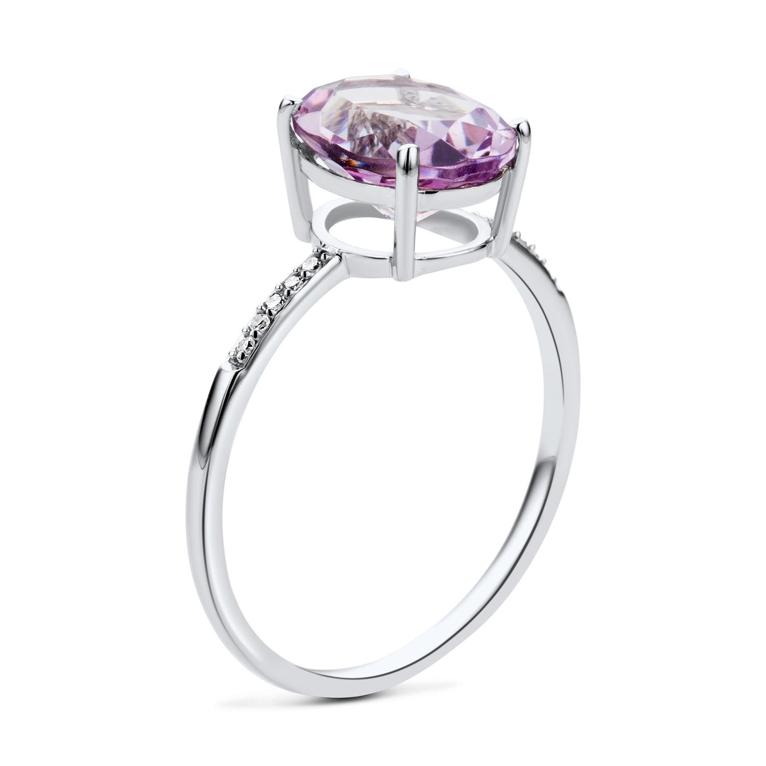 Miore anello oro bianco 9kt ametista rosa