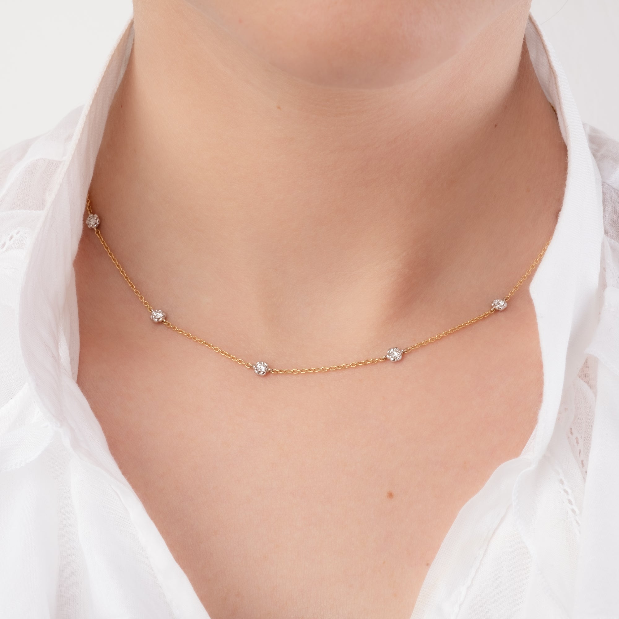 Noi Gioielli Unico collana oro rosa diamanti station 40 cm