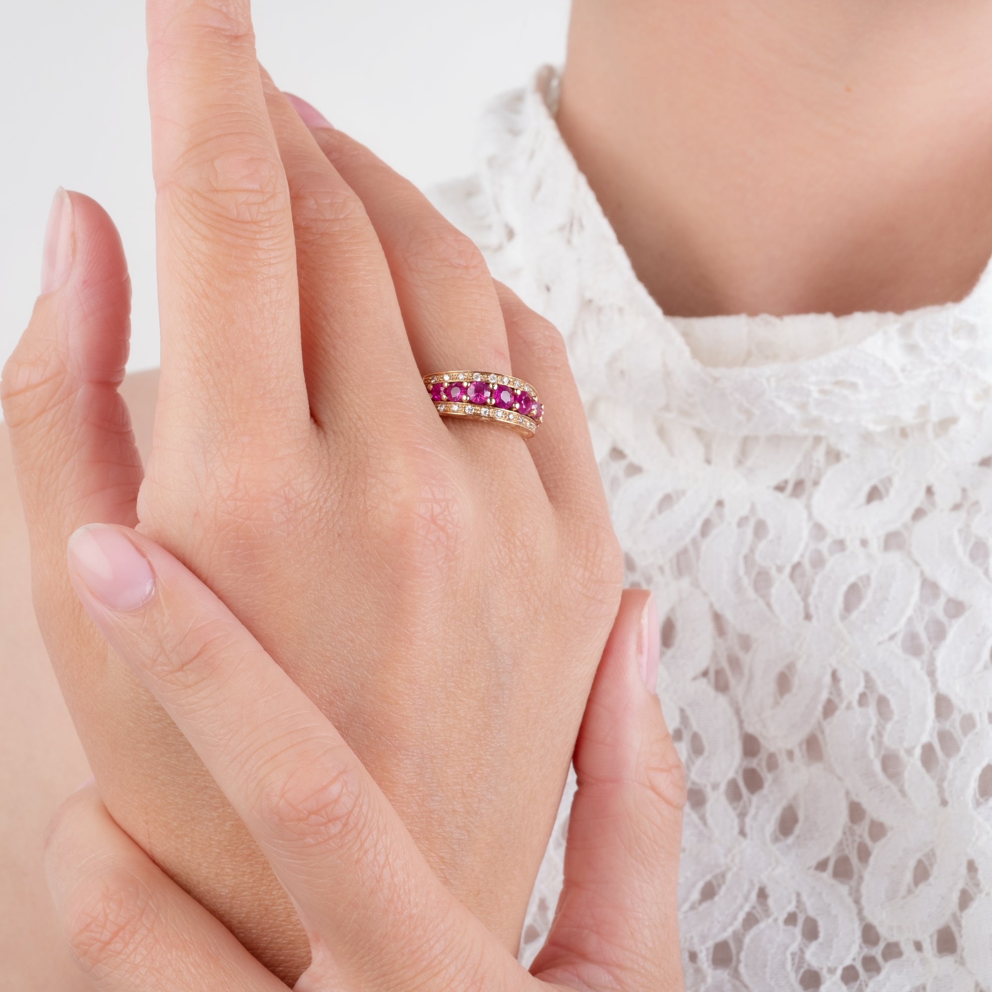 Noi Gioielli Ornato anello oro rosa 18kt rubino 1,44 ct
