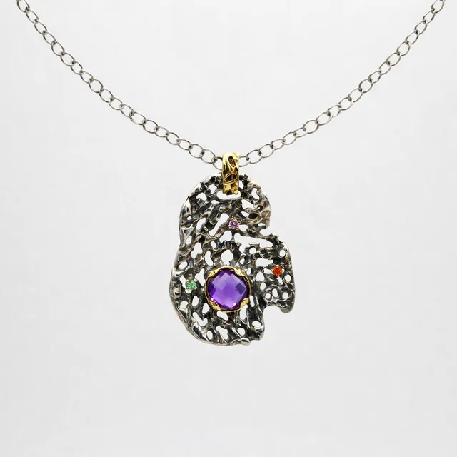 Anna Gioielli Marte pendente argento e oro ametista 4,15 ct