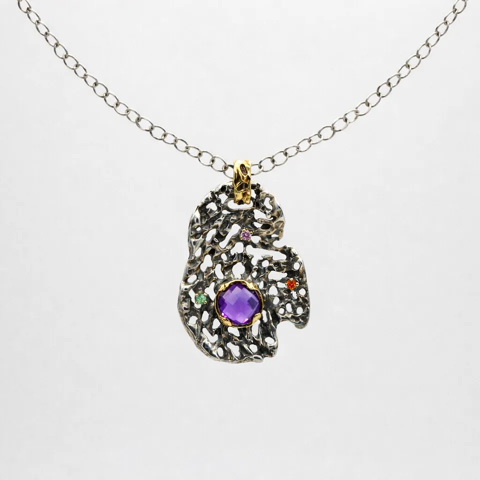Anna Gioielli Marte pendente argento e oro ametista 4,15 ct