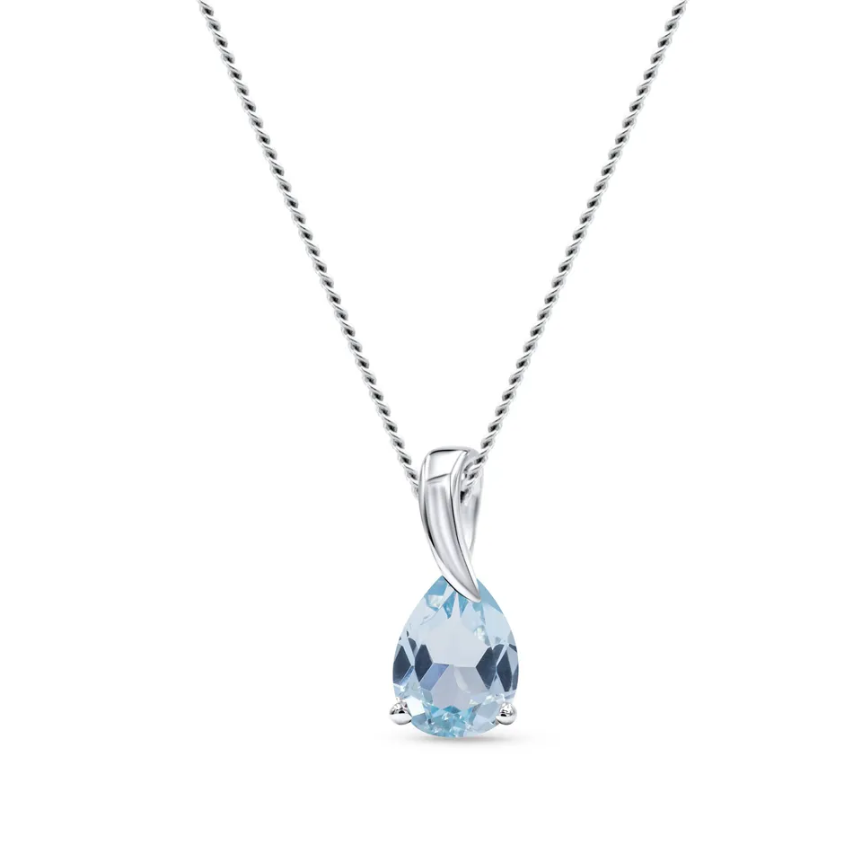 Miore Collana Oro Bianco 9Kt Topazio Blu