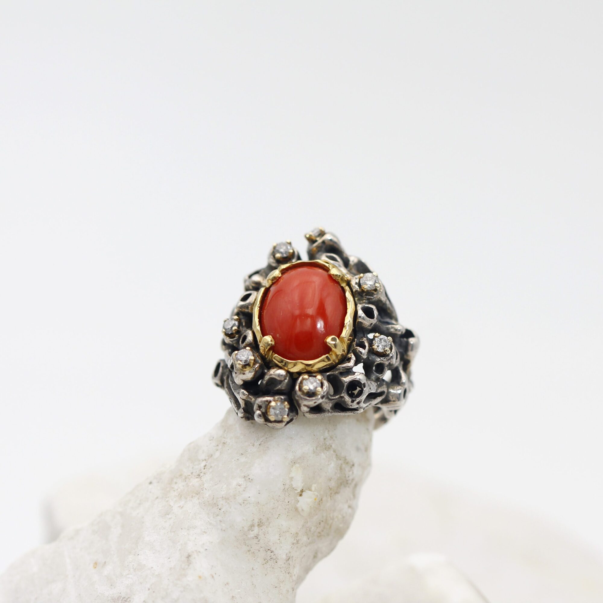 Anna Gioielli Marte Anello Argento Oro Corallo Diamanti