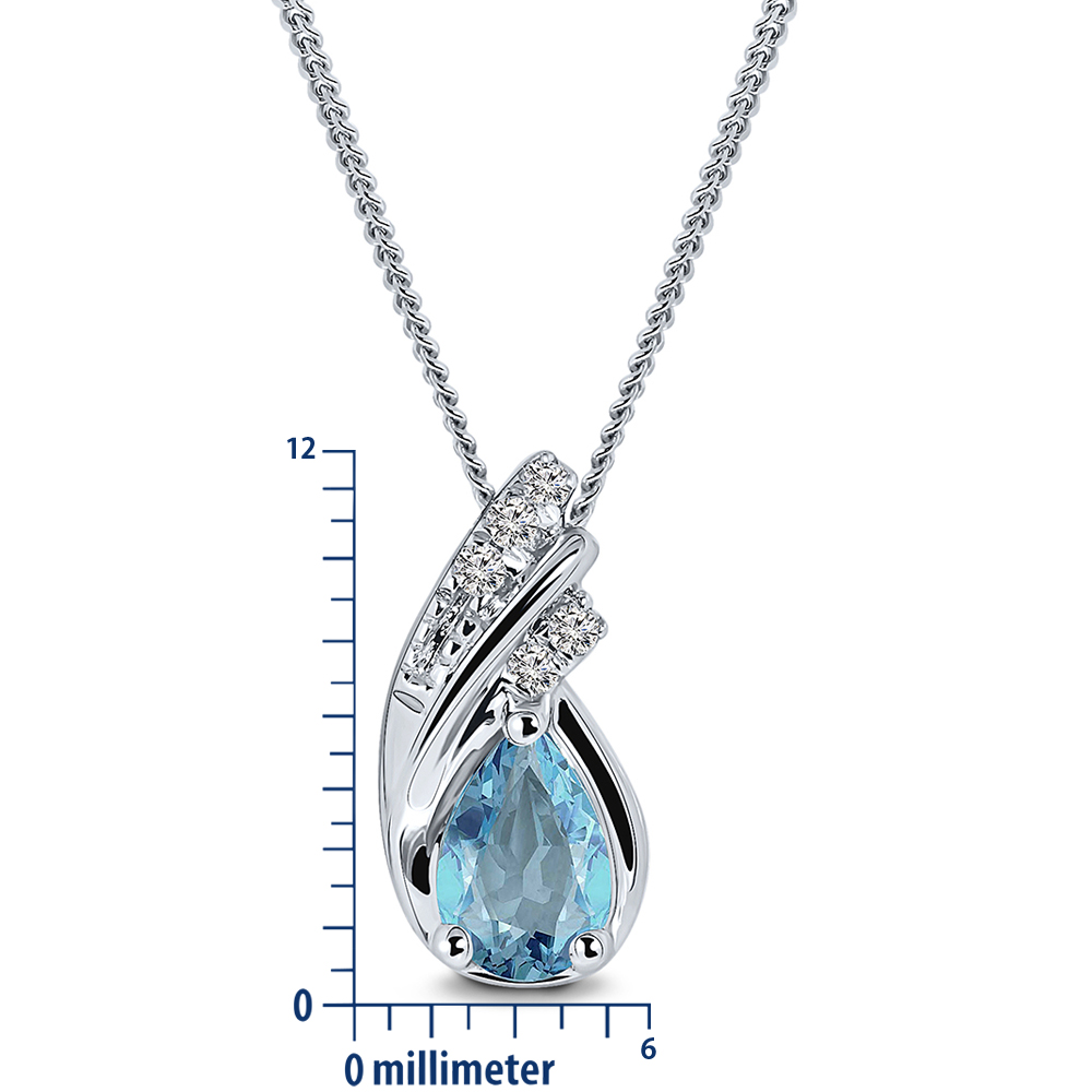 Miore Collana Oro Bianco Topazio Blu 9Kt
