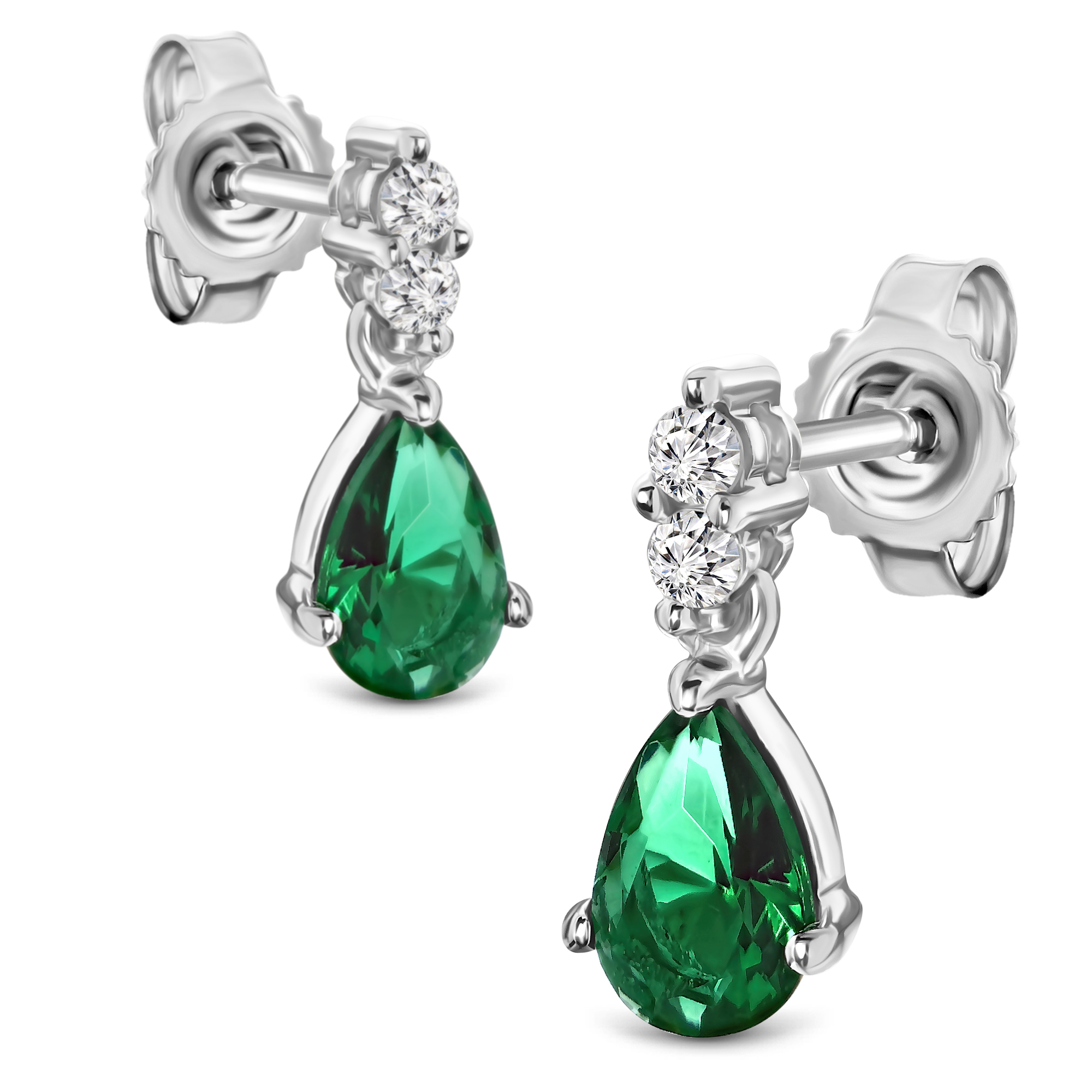 Miore Orecchini Oro Bianco 9KT Smeraldo Creato