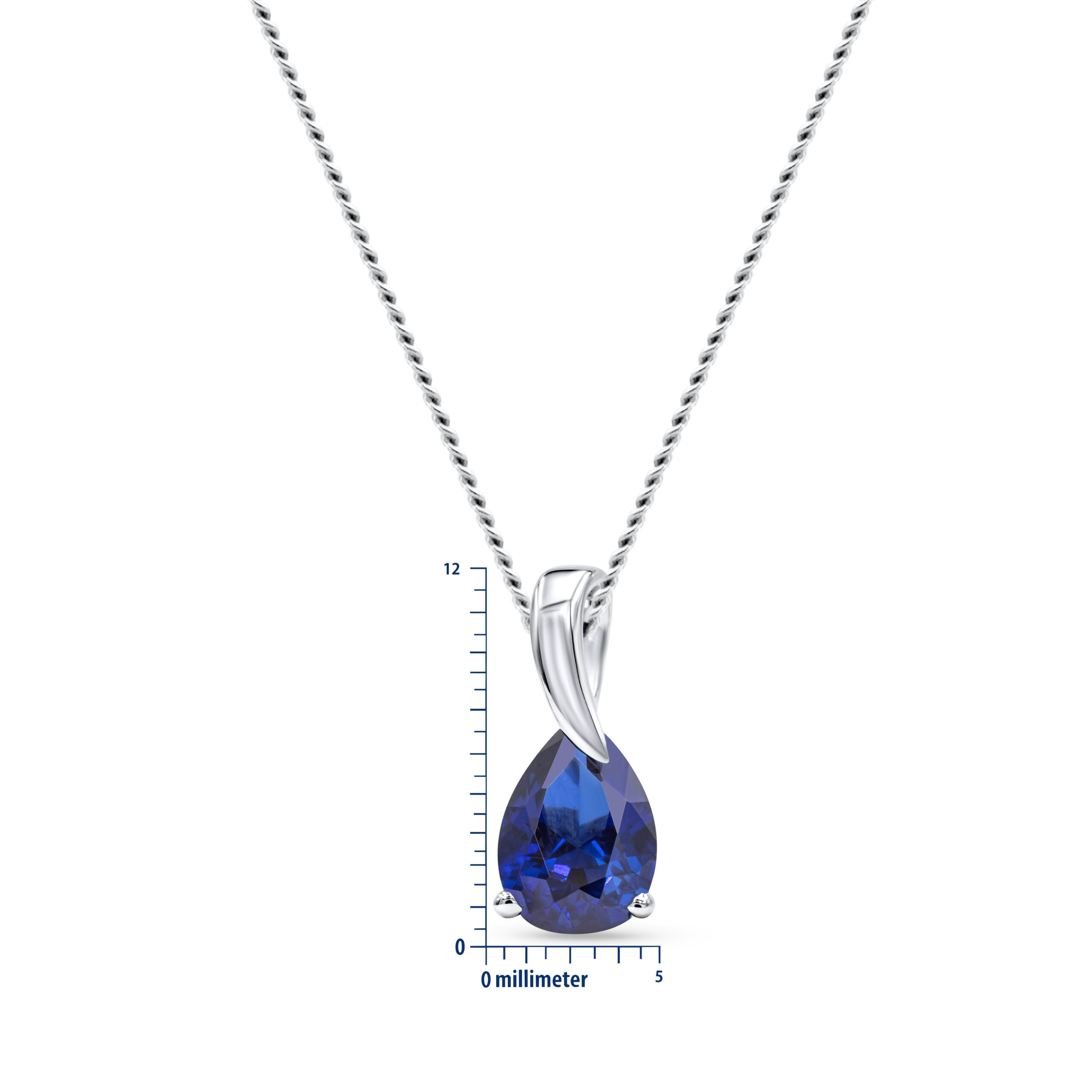 Miore Collana Oro Bianco 9kt Zaffiro Creato