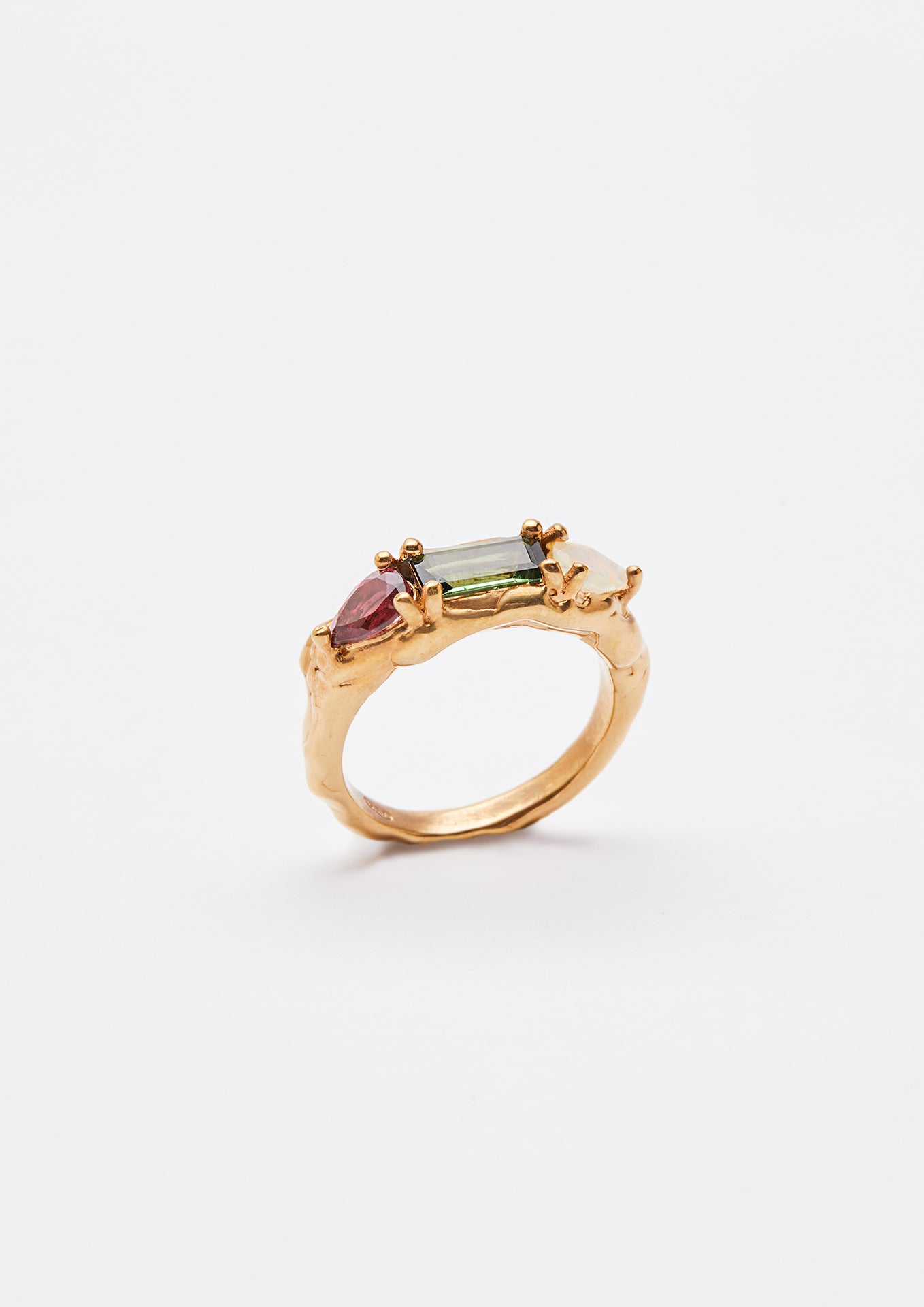 Voodoo Jewels Damballa anello tormalina e opale dorato