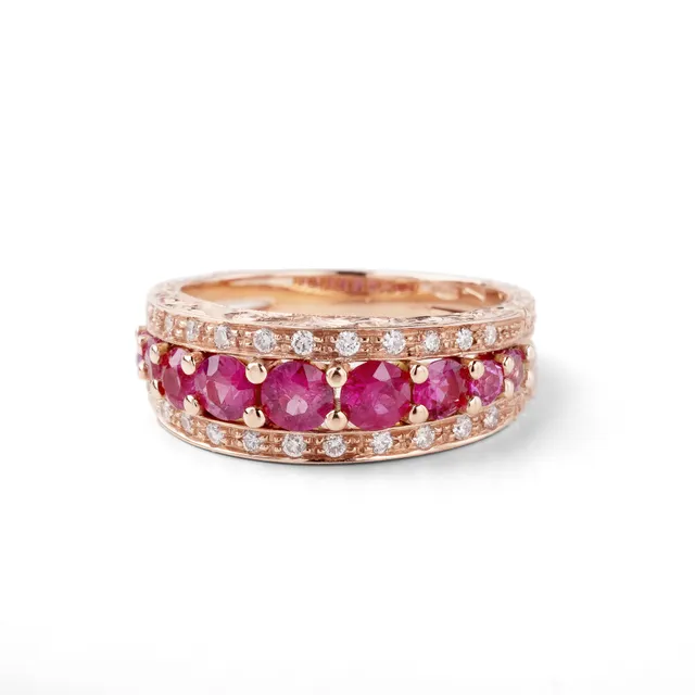Noi Gioielli Ornato anello oro rosa 18kt rubino 1,44 ct