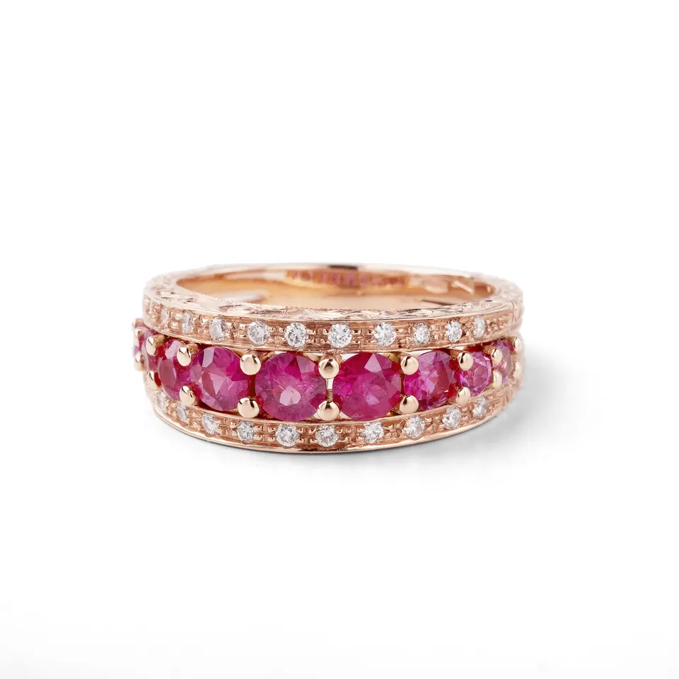 Noi Gioielli Ornato anello oro rosa 18kt rubino 1,44 ct