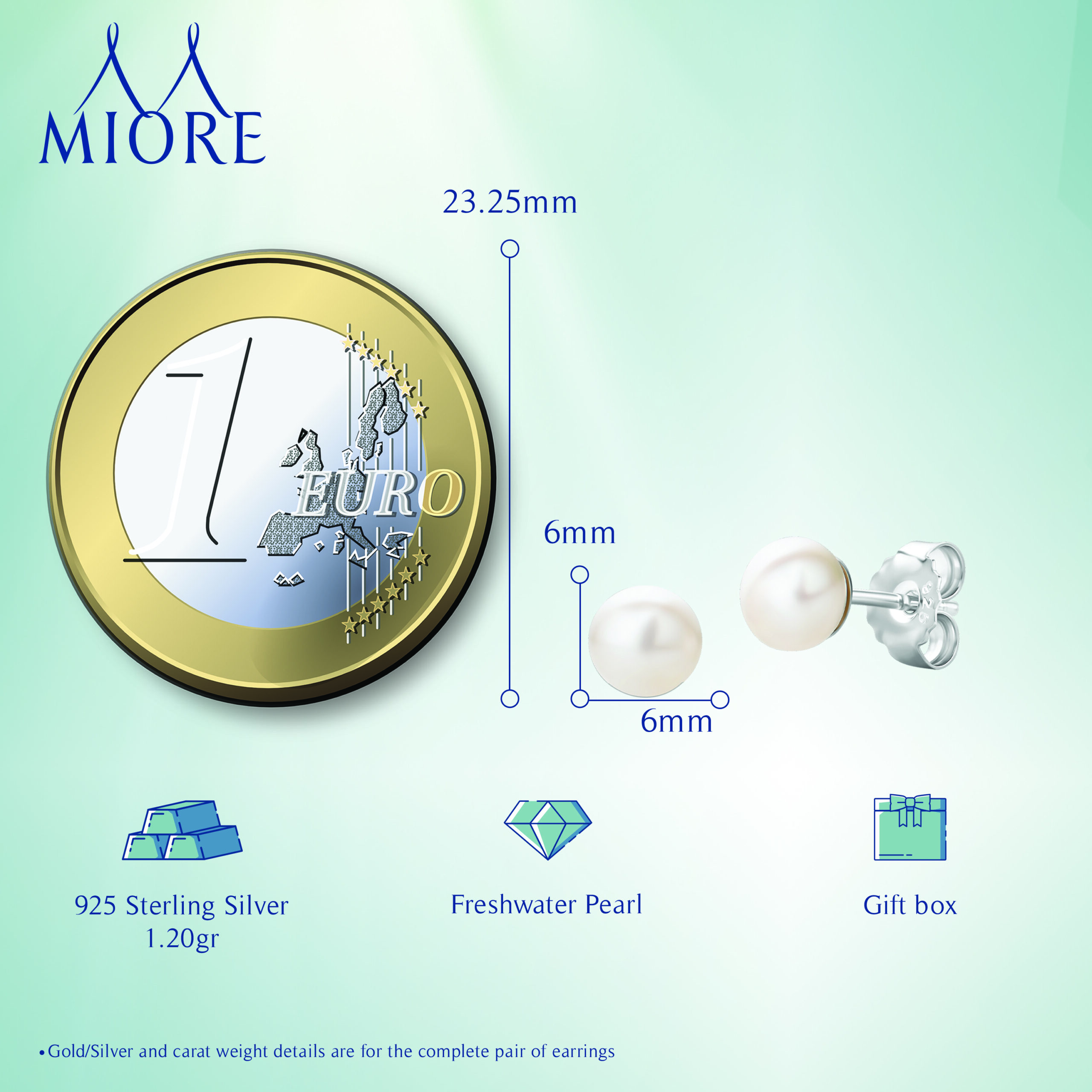 Miore Orecchini Argento 925 Perla Acqua Dolce