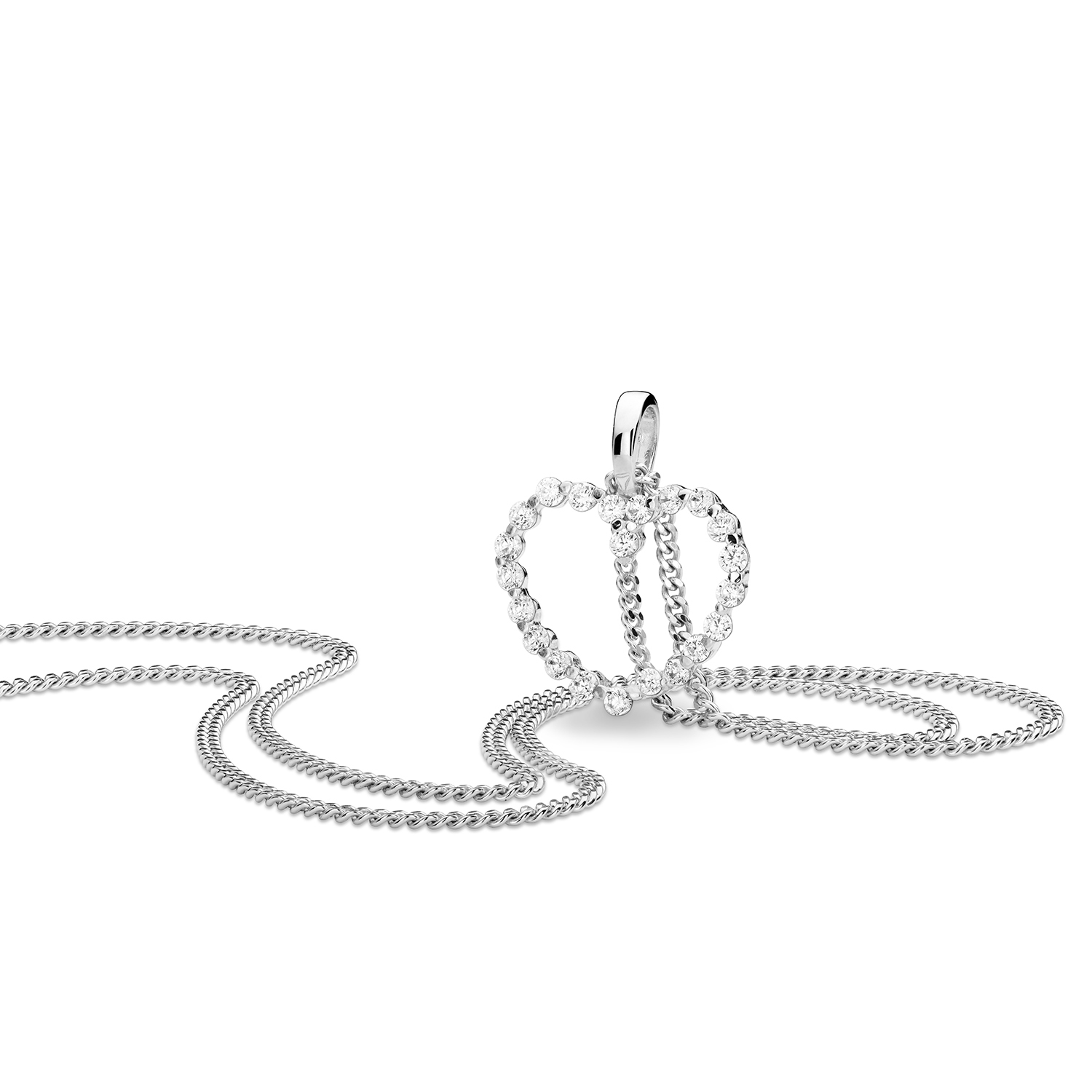 Miore Collana Oro Bianco 9Kt Zirconia Cubica